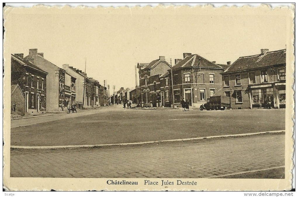 Châtelineau    Place Jules Destrée;    1964  Naar Zelzate - Chatelet