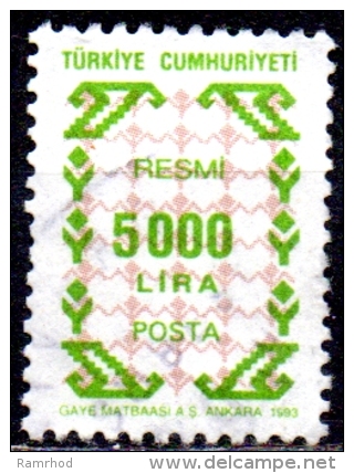 TURKEY 1993 Official -  5000l. - Brown & Green   FU - Timbres De Service