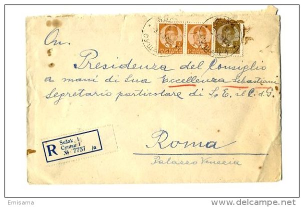 Busta Lettera Raccomandata Indirizzata Sebastiani Segretario Musssolini 1938 - Other & Unclassified