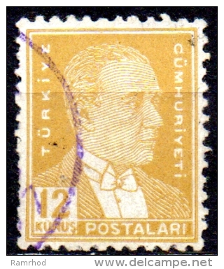 TURKEY 1931 Kemal Ataturk -  12k. - Brown  FU - Usati