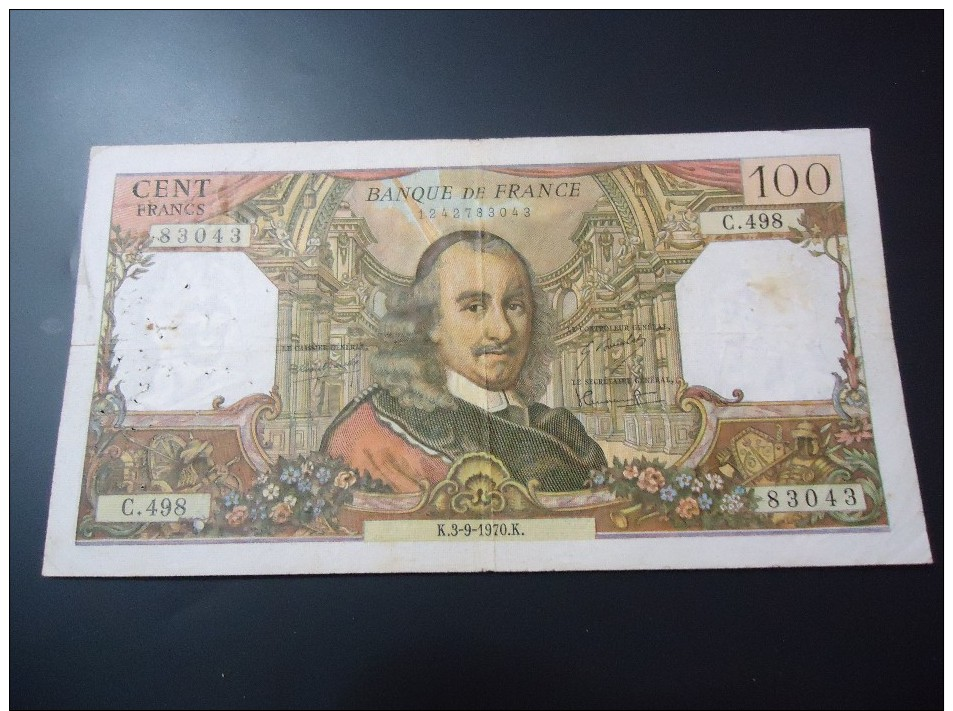 1970 FRANCE RARE 100 FRANCS ( P 149c ) - 100 F 1964-1979 ''Corneille''