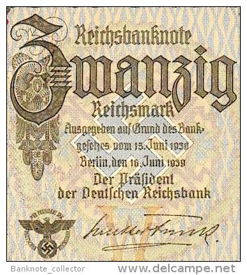 Deutschland, Germany - 20 Reichsmark, Ro. 178 A , ( Serie O ) 1939 ! - 20 Reichsmark