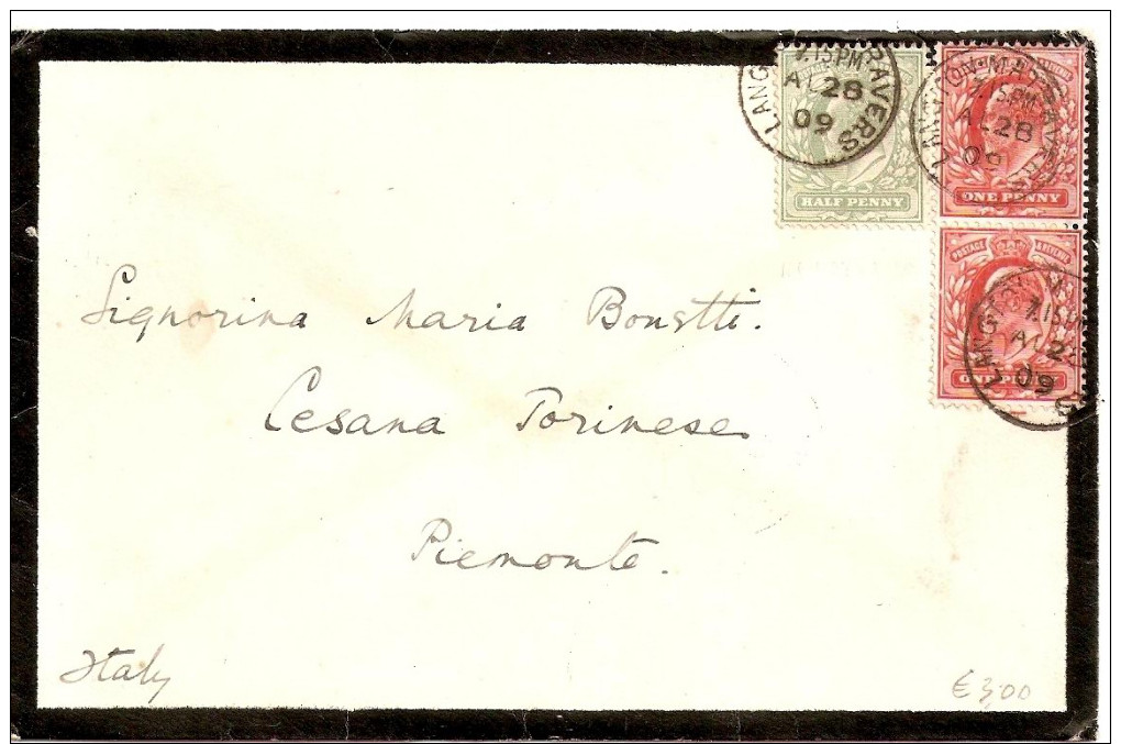 LETTERA AFFRANCATA ONE PENNY COPPIA + HALF PENNY - Storia Postale