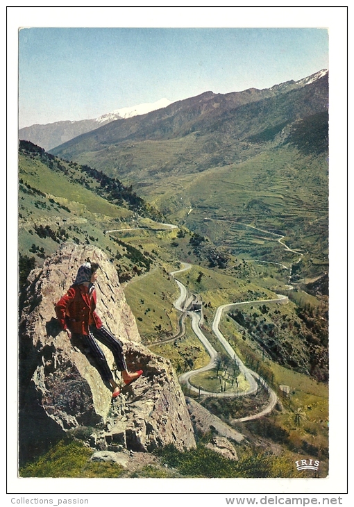 Cp, Alpinisme, Cerdagne, Les Lacet De La Route De Mont-Louis à Prades, Au Loin, Le Massif Du Cannigou Enneigé - Mountaineering, Alpinism