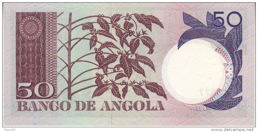 ANGOLA  50 Escudos  BANKNOTE  " Luis De Camoes At Right  "   P105a   10 3.1976   UNC - Angola