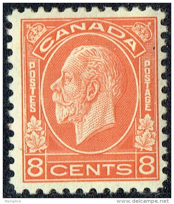 1932  George V  Medallion Issue  8 Cent   Red Orange  Sc 200  MH - Neufs