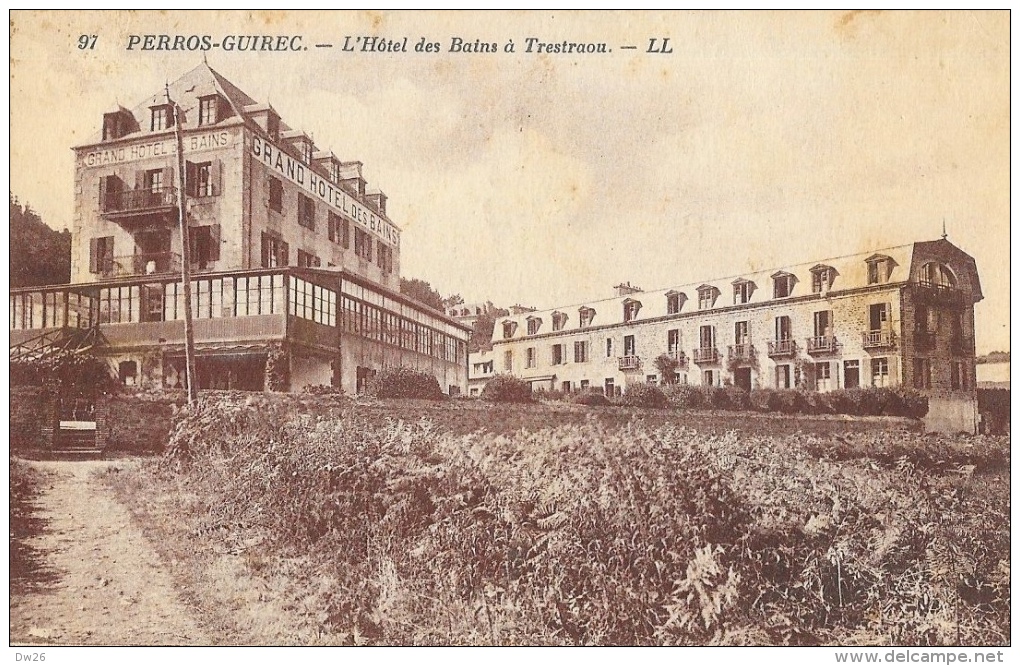 Perros-Guirec (Côtes-du-Nord) - L'Hôtel Des Bains à Trestraou - Carte LL Sépia N° 97 - Hotels & Restaurants