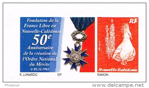 Nouvelle Caledonie Timbre Personnalise 50 Anniversaire Ordre National Merite Genral De Gaulle France Libre Neuf 2013 TB - Neufs