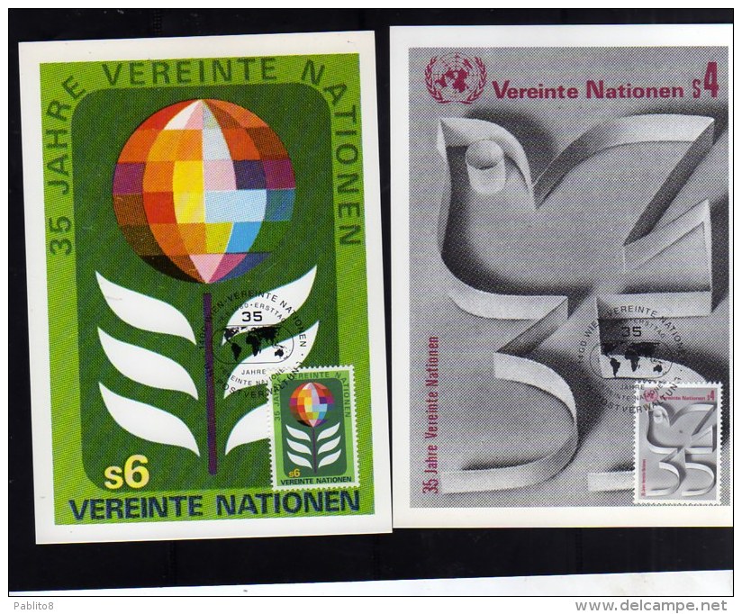 UNITED NATIONS AUSTRIA VIENNA WIEN - ONU - UN - UNO 1980 GLOBE AND LAUREL 35TH ANNIVERSARY GLOBO MAXIMUM CARD MAXI FDC - Cartes-maximum