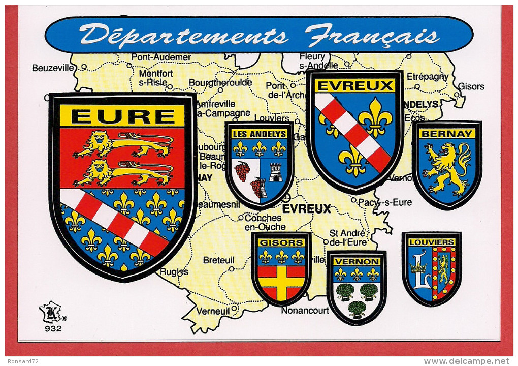 27 - Carte Contour Géographique Du Département De L'EURE - Carte Geografiche