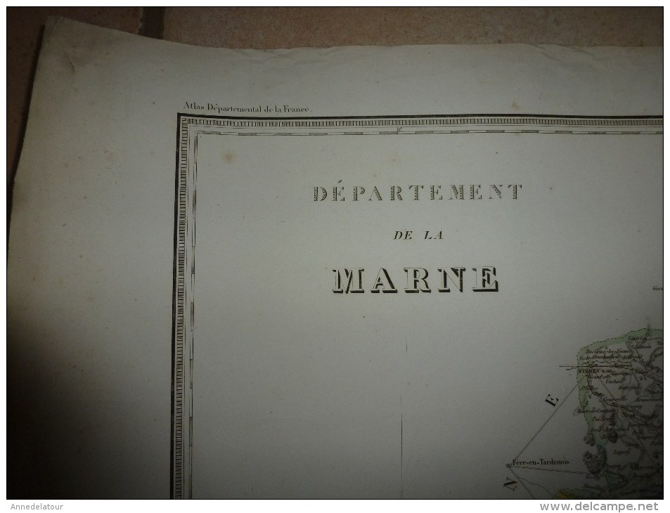 1836 Grde Carte Ancienne Réhaussée Couleurs :par A H Dufour ,  Département De La MARNE  Avec Notices Hist. Et Stat. - Landkarten