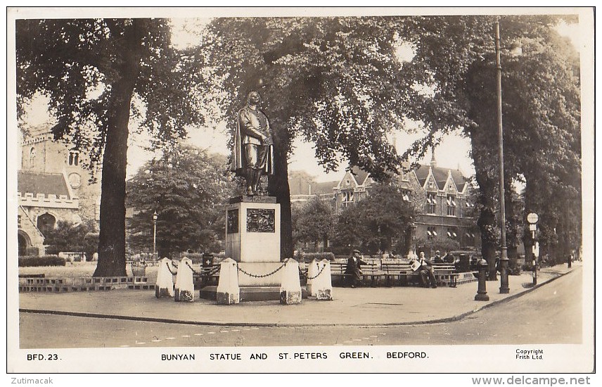 Bedford - Bunyan Statue And St Peters Green Real Photo Postcard - Andere & Zonder Classificatie
