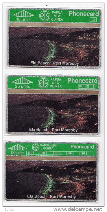 PAPOUASIE NOUVELLE-GUINEE LOT 3 TELECARTES 1991 ELA BEACH PORT MORESBY  CN 108A MINT - Papua Nuova Guinea