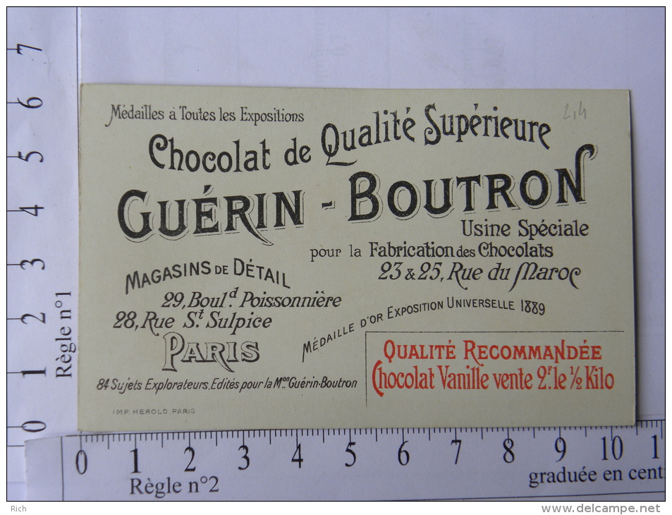 Chromo Chocolat GUERIN-BOUTRON, Capit. BRAUN. Français. Mission Bretonnet Anéantie Par Rabah - Guérin-Boutron