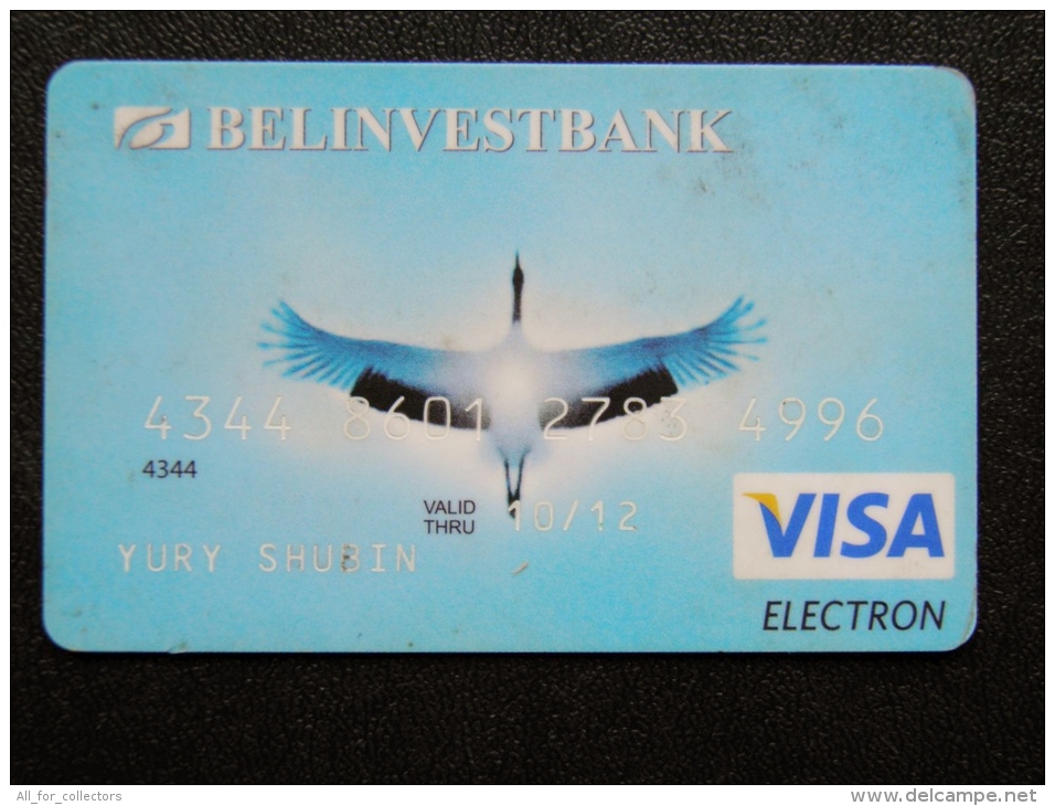 Bank Card From Belarus VISA Balinvestbank Bird Oiseaux Stork - Belarús