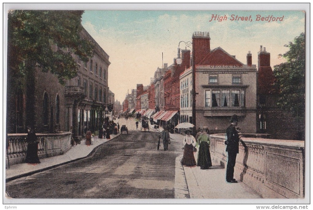 BEDFORD - High Street - George Inn - Posting House - Souvenir Post Card - Valentine's Series - Bedford