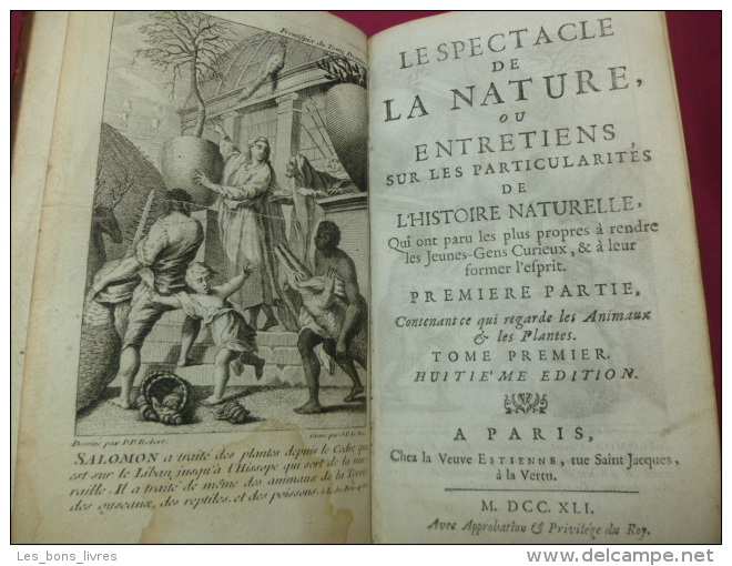 Abbé Pluche LE SPECTACLE DE LA NATURE Tome I - 1701-1800