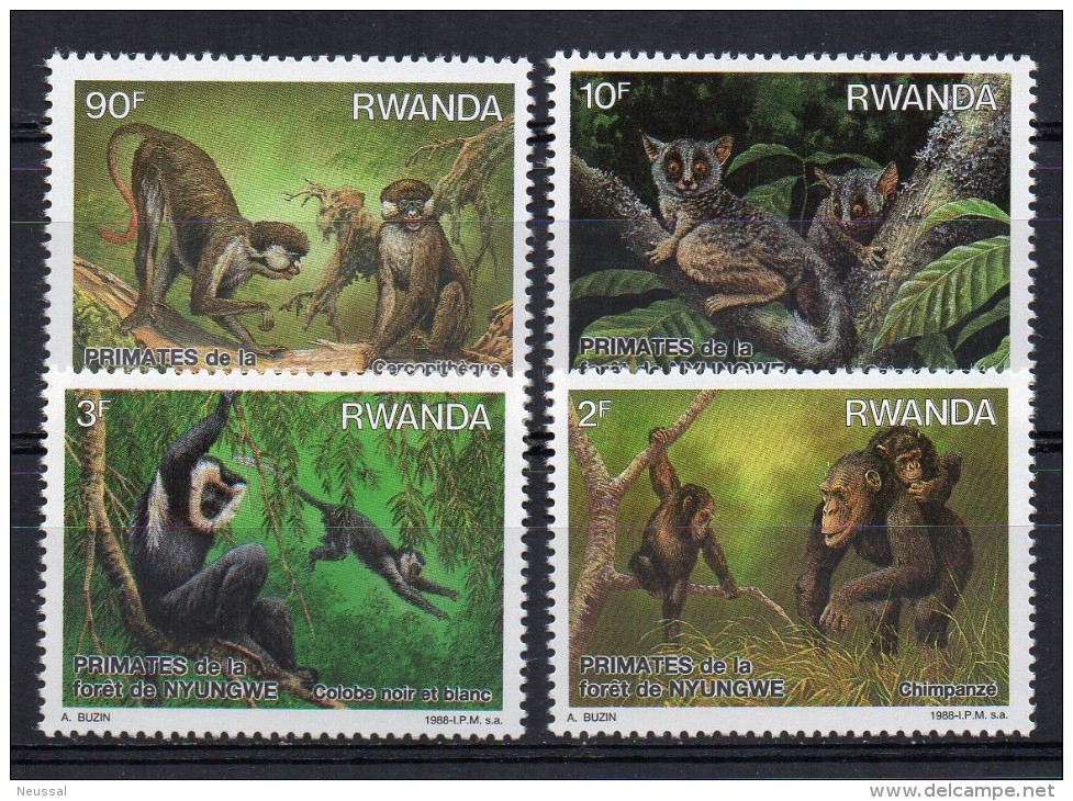 Serie Nº 1259/62 Rwanda - Chimpancés