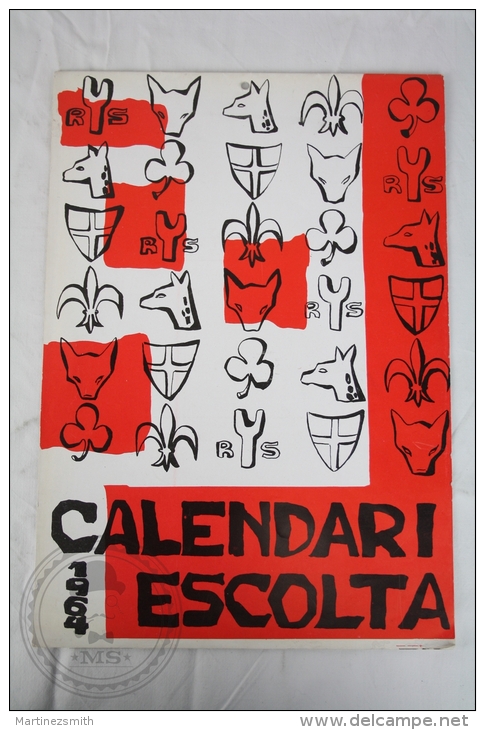 Vintage 1964 Big Wall Calendar - Boy Scouts Of Catalonya/ Spain - Scouting - 24 X 34 Cm - Big : 1961-70