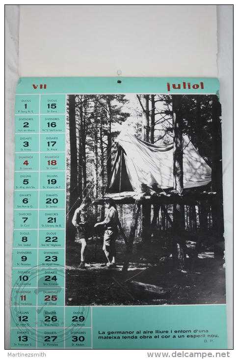 Vintage 1965 Big Wall Calendar - Boy Scouts Of Catalonya/ Spain - Scouting - 24 X 34 Cm - Grossformat : 1961-70