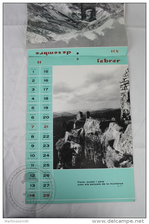 Vintage 1965 Big Wall Calendar - Boy Scouts of Catalonya/ Spain - Scouting - 24 x 34 cm
