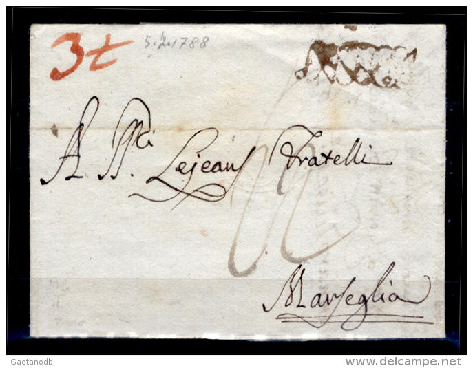 Napoli-00021 - Piego Del 5 Luglio 1788 - Bollo Con Caratteri Corsivi Maiuscoli Intrecciati. - ...-1850 Préphilatélie