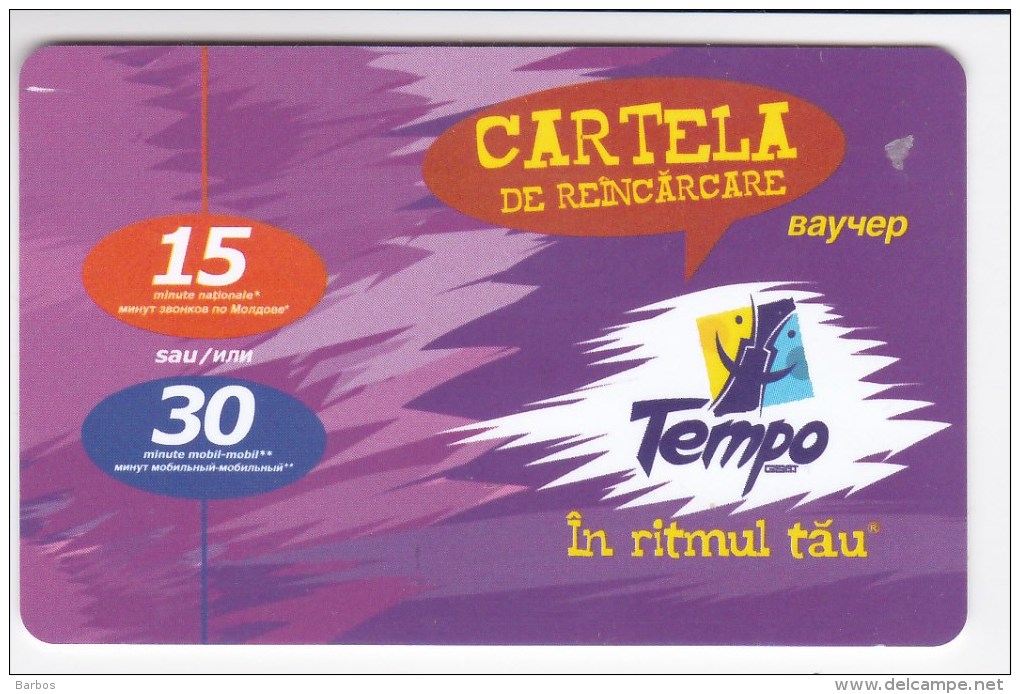 Moldova  , Voxtell , 2004 , Tempo In Ritmul Tau , 15/30  Minuts ;  Prepaid , Tip I , Plastic , Used - Telecom Operators