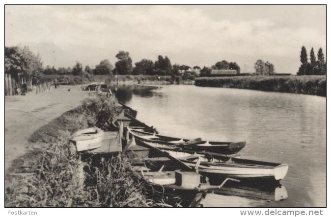 ÄLTERE POSTKARTE PLAU AM SEGLERHEIM BLICK ZUR KIRCHE AM KANAL SEELUST MECKLENBURG WAPPEN Ansichtskarte AK Cpa Postcard - Plau