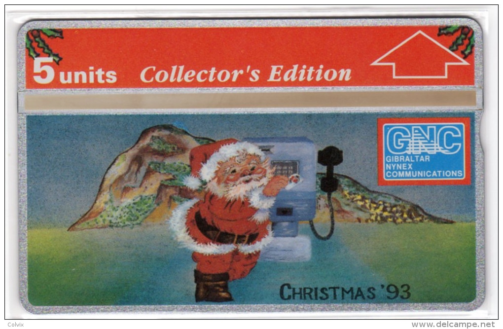GIBRALTAR MERRY CHRISTMAS 1993 REF MVcards GIB-33 5U PERE NOEL MINT - Gibilterra
