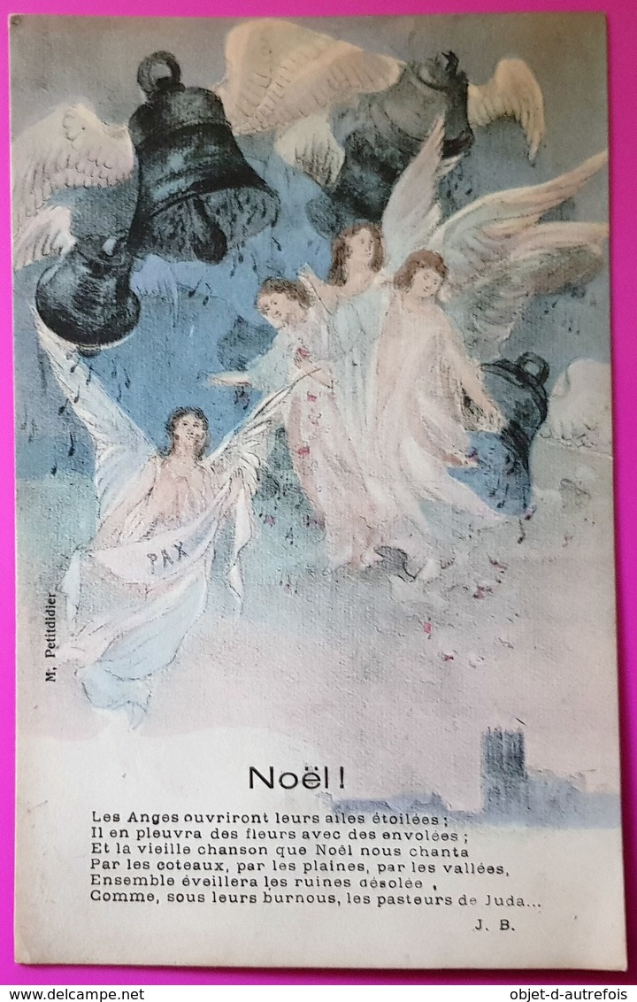 Cpa Noel 1916 Carte Postale Edition M. Petitdidier Anges Engel Angel - Sonstige & Ohne Zuordnung