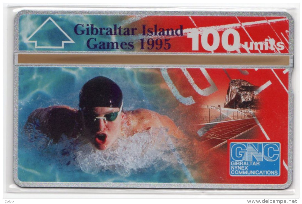GIBRALTAR REF MVcards GIB-44  100U GAMES 95 NATATION MINT - Gibilterra