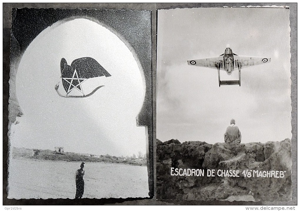 Photographie Carte Postale Fabrication Locale - Guerre Algérie - De Havilland Vampire  Escadron Chasse 1/8 Maghreb - Other Wars