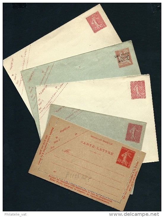 FRANCE - LOT DE5 ENTIER POSTAUX  ( 4 Au Type Semeuse Et 1 Au Type Mouchon) DONT VARIETE  POUR ETUDE  A VOIR LOT P2125 - Verzamelingen En Reeksen: PAP