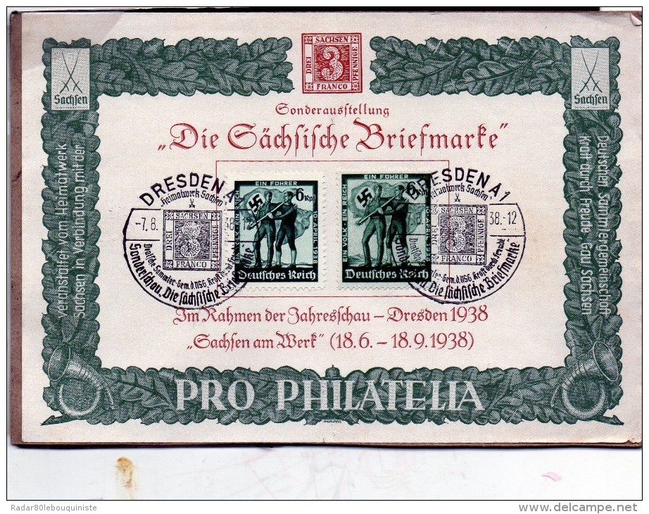 Die Sächsische Briefmarke.Karten-gendenkblatt 1938. - Autres & Non Classés