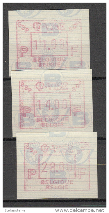 Belgie -  Belgique Ocb Nr :  ATM87  ** MNH  (zie  Scan Als Voorbeeld) Set 11 - 14 - 28 CF VISE   14F !!! Pas Le 15 ! - Nuevos