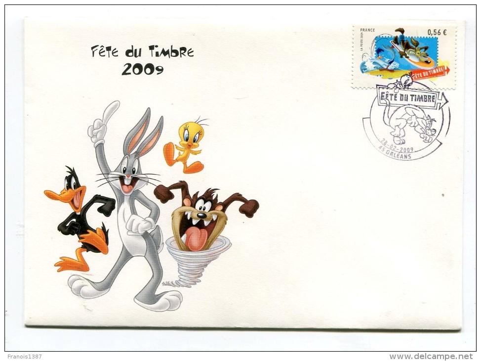 N - FÊTE DU TIMBRE 2009 - 3 Documents En Très Bon état - Dessins Animés Des Looney Tunes - Otros & Sin Clasificación