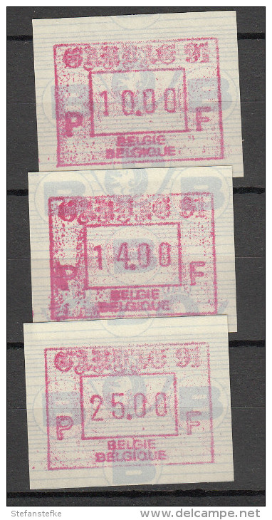 Belgie -  Belgique Ocb Nr :  ATM86  ** MNH  (zie  Scan Als Voorbeeld) Set 10 - 14 - 25 GANDAE 91 - Postfris