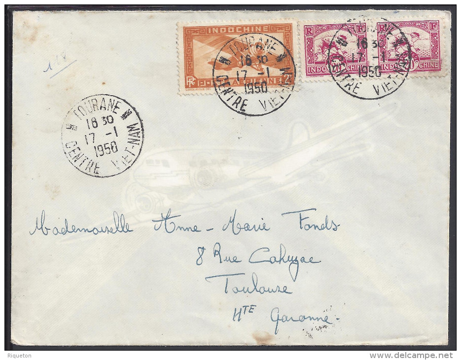 INDOCHINE - 1950 -  LETTRE DE TOURANE A DESTINATION DE TOULOUSE - FR - - Lettres & Documents