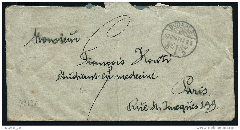 HONGRIE- LETTRE DE BUDAPEST POUR LA FRANCE  1912  A ETUDIER  LOT P2130 - Poststempel (Marcophilie)