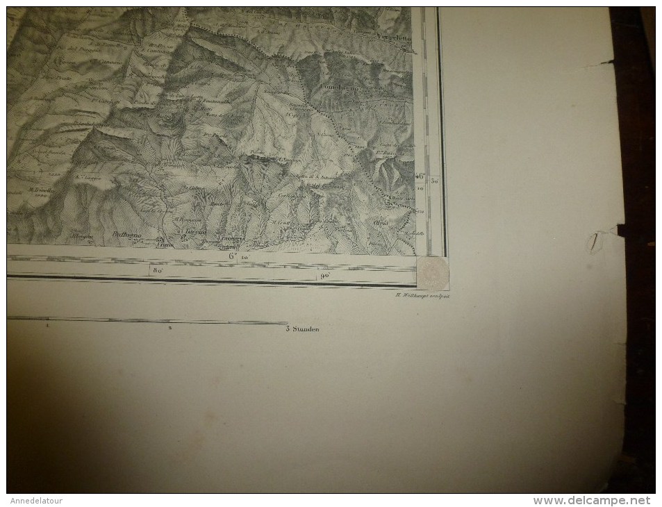 1876  Grande Carte Ancienne N° 18 (Brieg Airolo ) EIDGENÖSSISHES MILITAIR ARCHIV (archives Fédérale) Par G. H. Dufour - Autres & Non Classés
