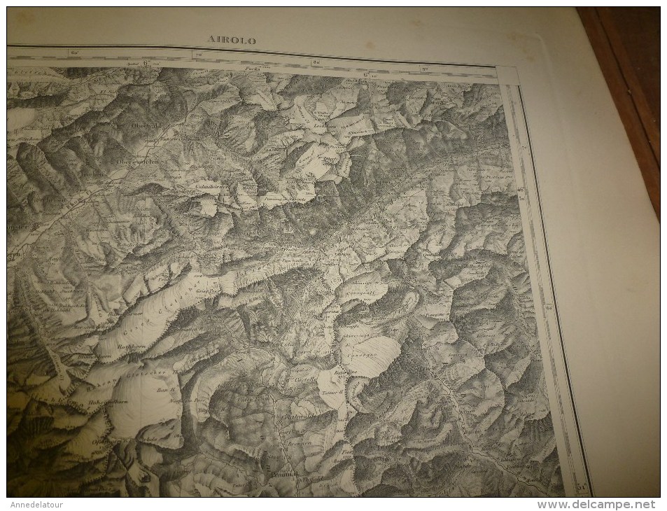 1876  Grande carte ancienne N° 18 (Brieg Airolo ) EIDGENÖSSISHES MILITAIR ARCHIV (archives fédérale) par G. H. Dufour