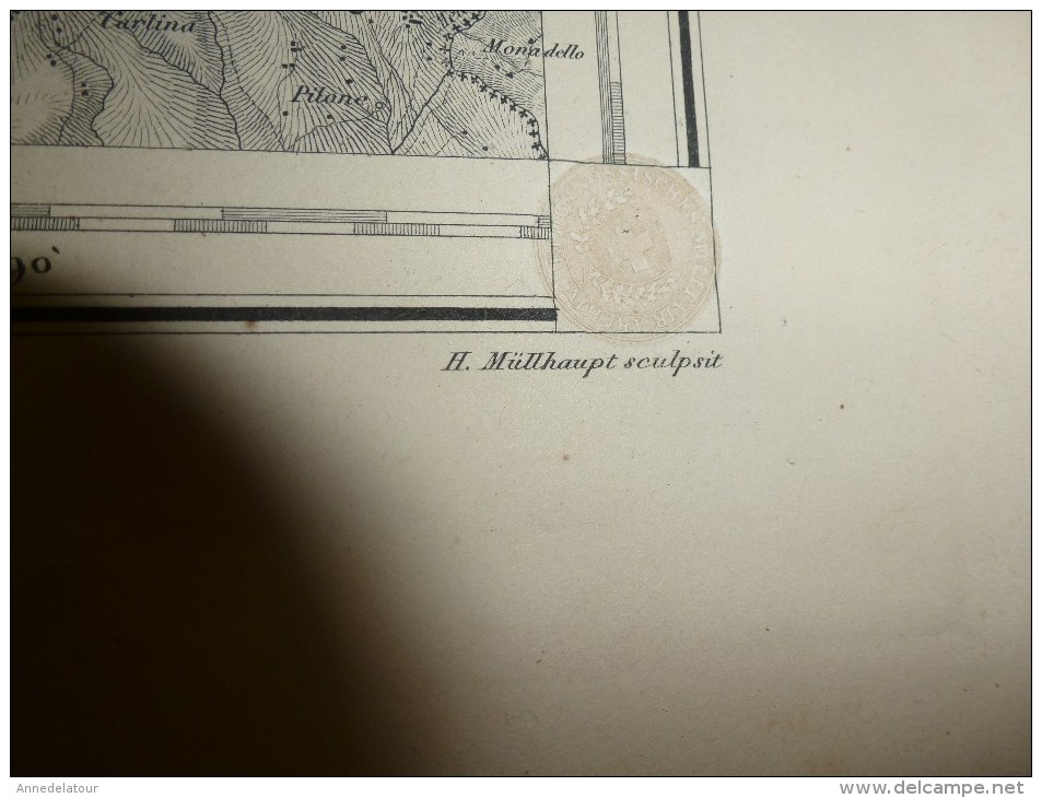 1876  Grande carte ancienne N° 18 (Brieg Airolo ) EIDGENÖSSISHES MILITAIR ARCHIV (archives fédérale) par G. H. Dufour