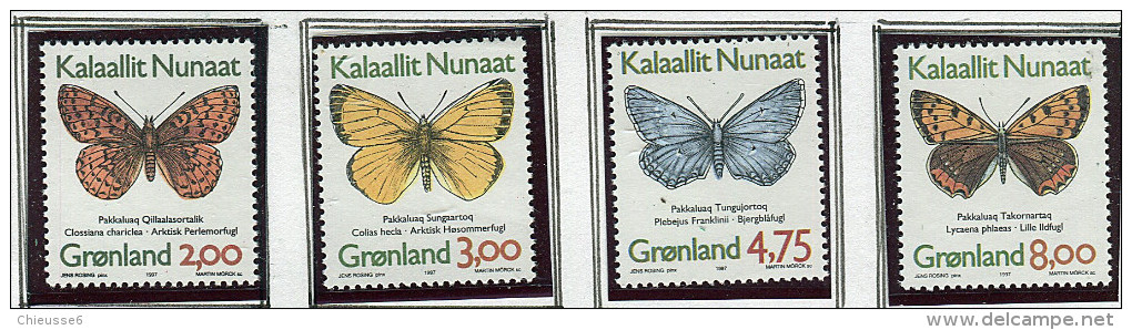 (cl 33 - P2) Groënland  ** N° 278 à 281 - Papillons - - Unused Stamps