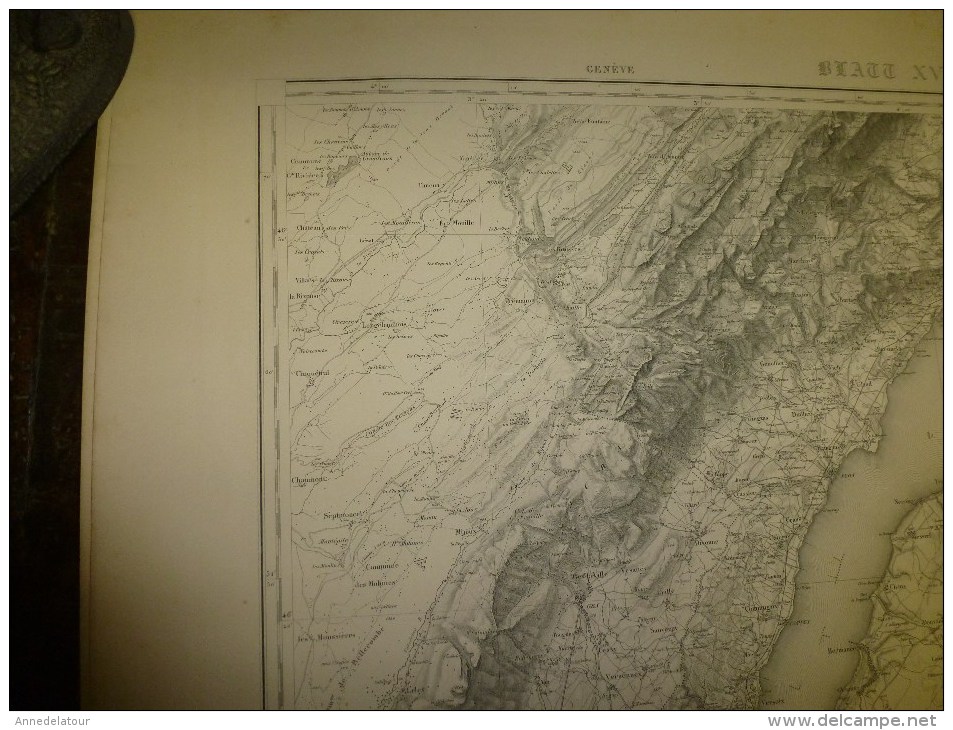 1887 Grande Carte Ancienne N° 16(Genève , Lausann ) EIDGENÖSSISHES MILITAIR ARCHIV (archives Fédérale) Par G. H. Dufour - Autres & Non Classés