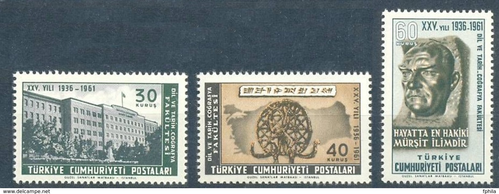 1961 TURKEY 25TH ANNIVERSARY OF HISTORY AND GEOGRAPHY FACULTY MNH ** - Ongebruikt