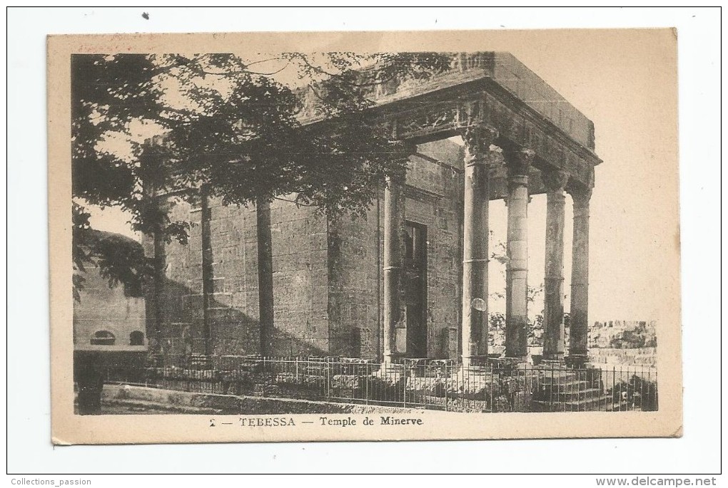Cp , GRECE , TEBESSA , Temple De MINERVE , Voyagée , Photo : Albert , Alger - Tébessa