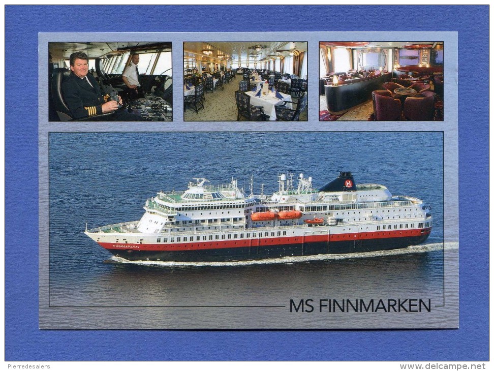 Bateau - Paquebot Norvégien MS Finnmarken - Narvik Norvège - Norway - 2 Scans - Steamers