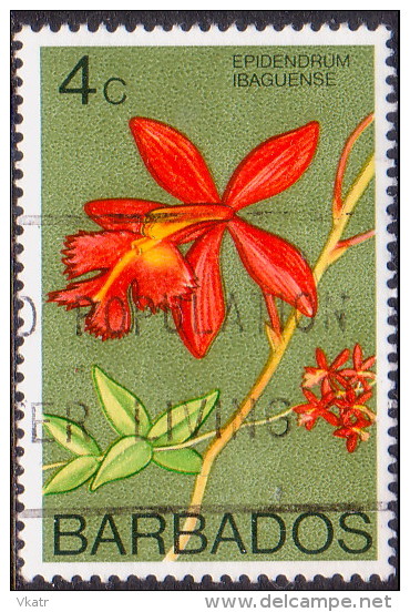 BARBADOS 1972 SG #488 14c VF Used Wmk Sideways Orchids - Barbados (1966-...)