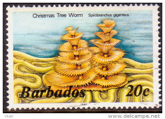 BARBADOS 1985 SG #767B 20c VF Used Marine Life  Imprint 1987 - Barbados (1966-...)