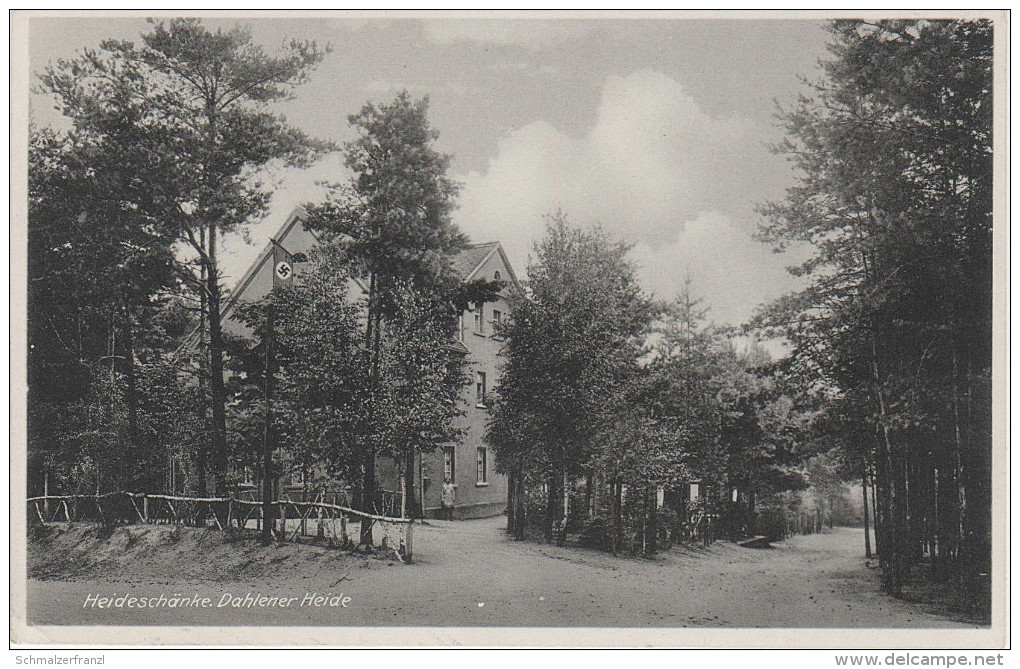 AK Heideschänke Dahlener Heide Gasthaus Mit NS Flagge Bei Dahlen Schmannewitz Reudnitz Wurzen Oschatz Belgern Torgau - Dahlen